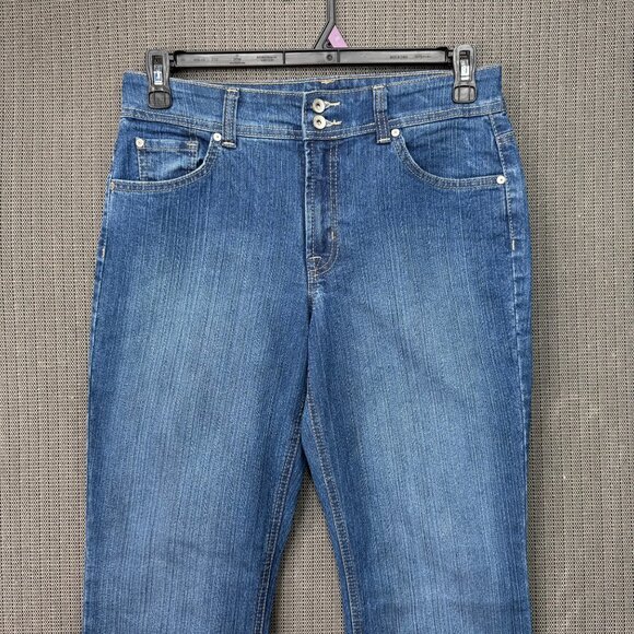 Nine West Womens Size 10 Blue Flared Leg Mid Rise 5 Pocket Denim Jeans - Picture 10 of 11